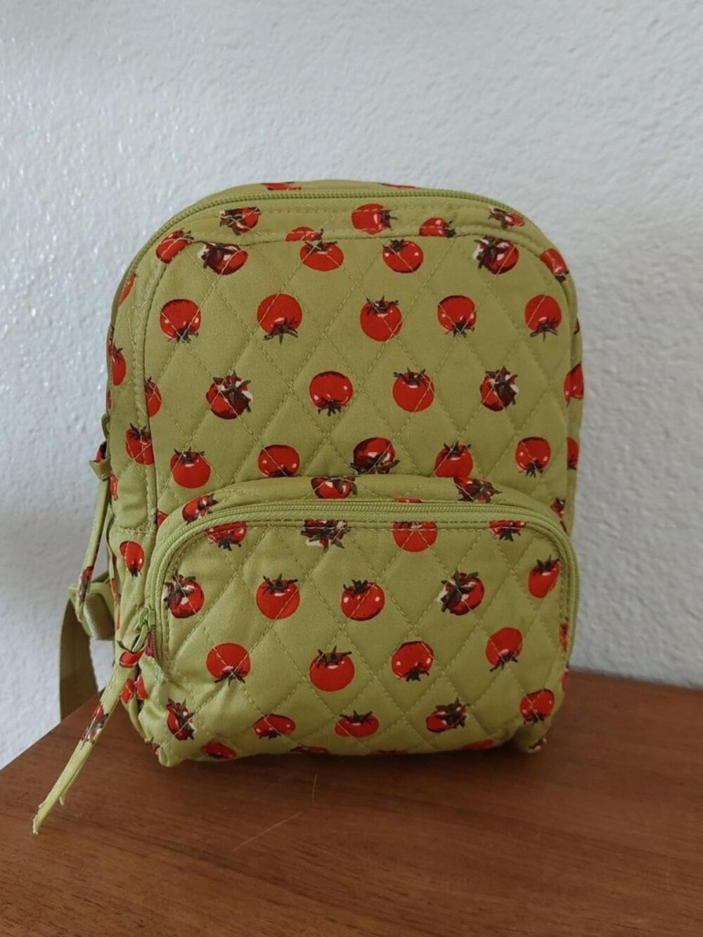 SOLD Vera Bradley Mini Banbury Backpack in the "Tiny Tomatoes Palm" pattern
